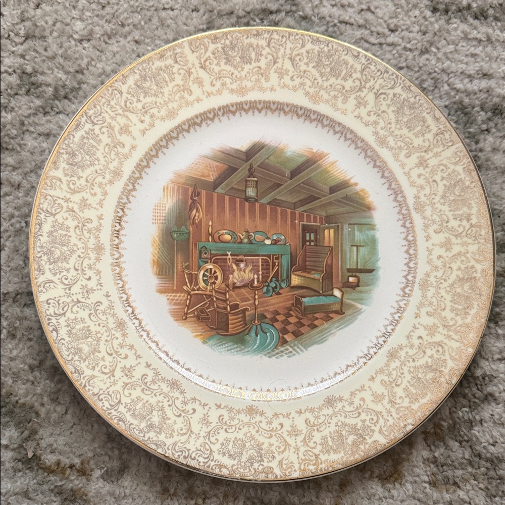 Vintage Imperial Service Plate by Salem China Co. 23 Karat Gold